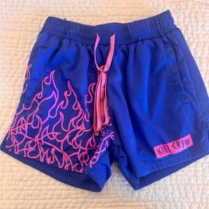 Kill Crew Blue and Pink Flame Shorts
